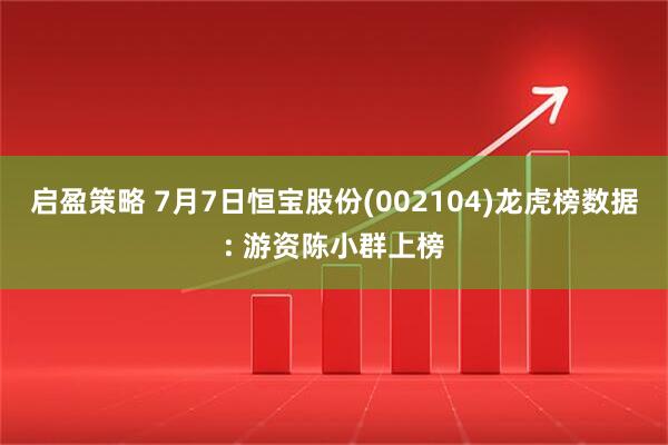 启盈策略 7月7日恒宝股份(002104)龙虎榜数据: 游资陈小群上榜