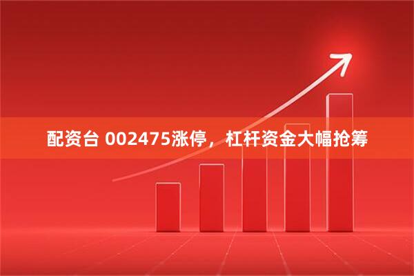 配资台 002475涨停，杠杆资金大幅抢筹